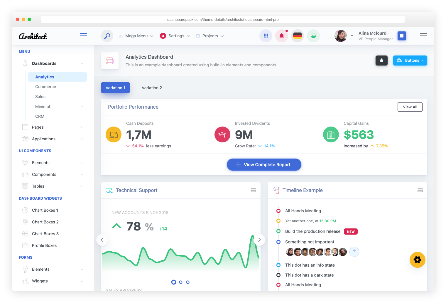 ArchitectUI premium dashboard template preview